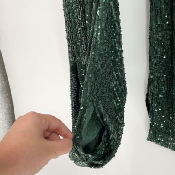 NWT Zara Holiday Party Green Sequin Balloon Pants Limited Edition Size Medium - Picture 9 of 16